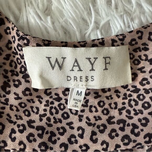 WAYF Blush Pink Micro Animal Print Long Sleeve Wrap Dress Size M - Picture 6 of 7